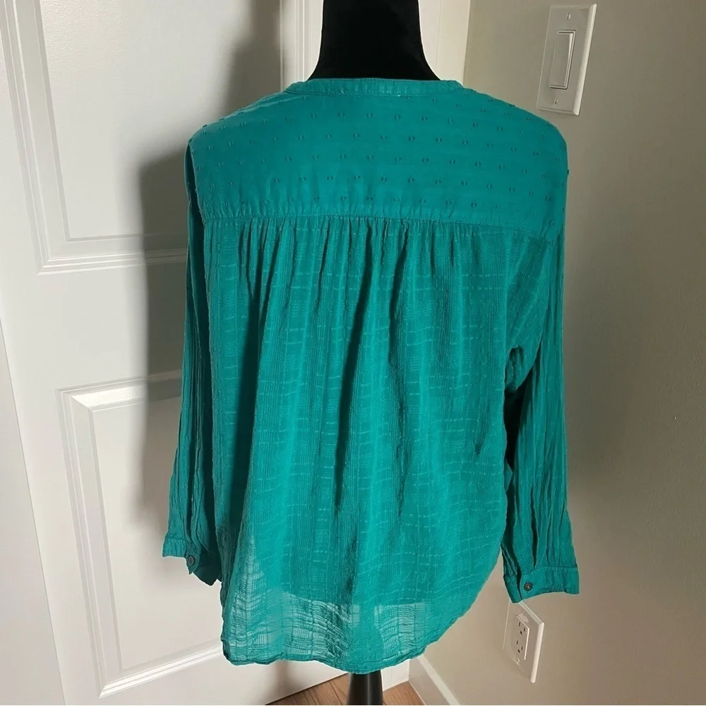 Anthropologie Pilcro Mila Draped Swiss Dot Button Down Cotton Blouse EUC Small - Picture 6 of 11